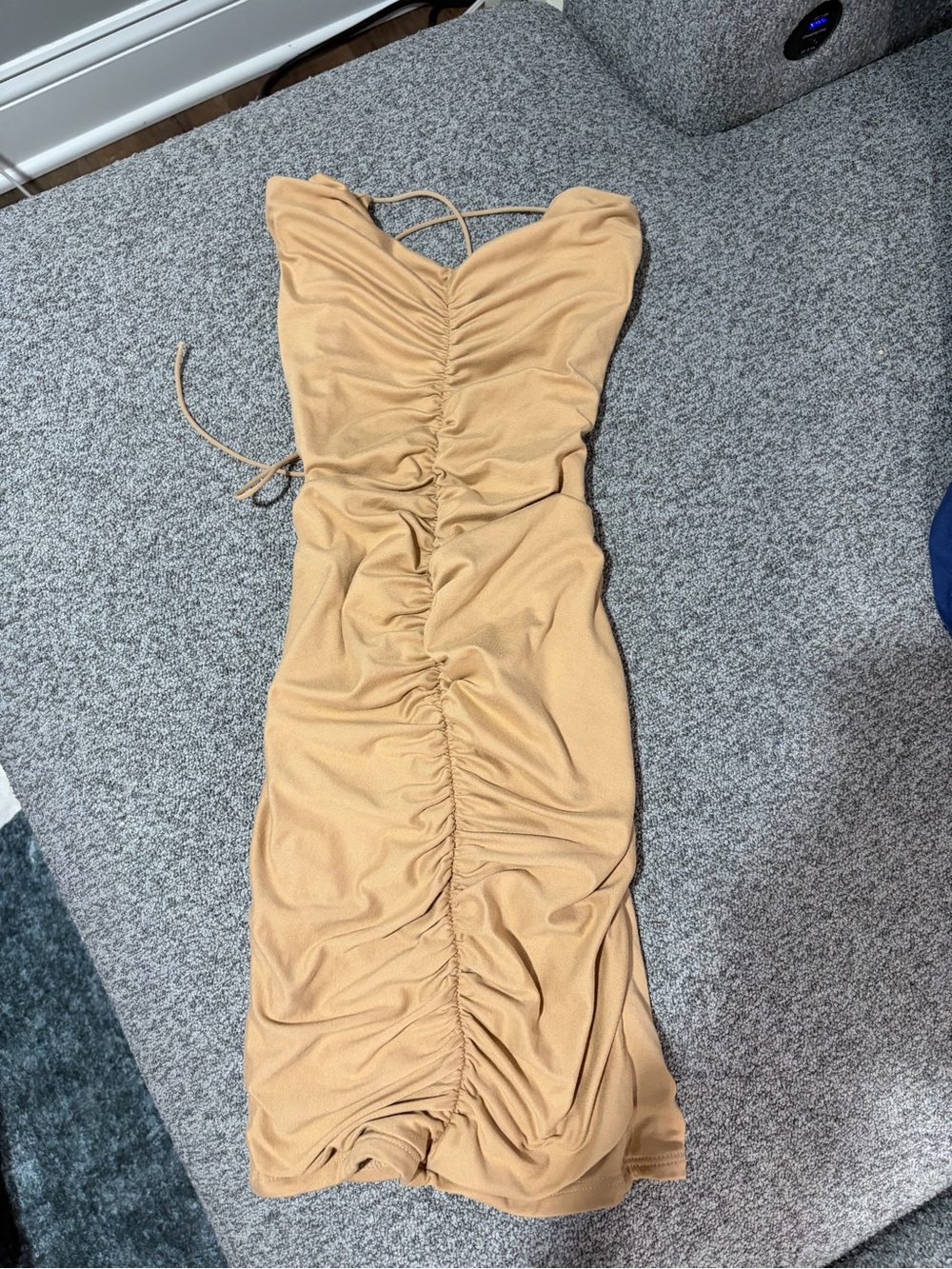 Windsor Tan Ruched Midi Dress